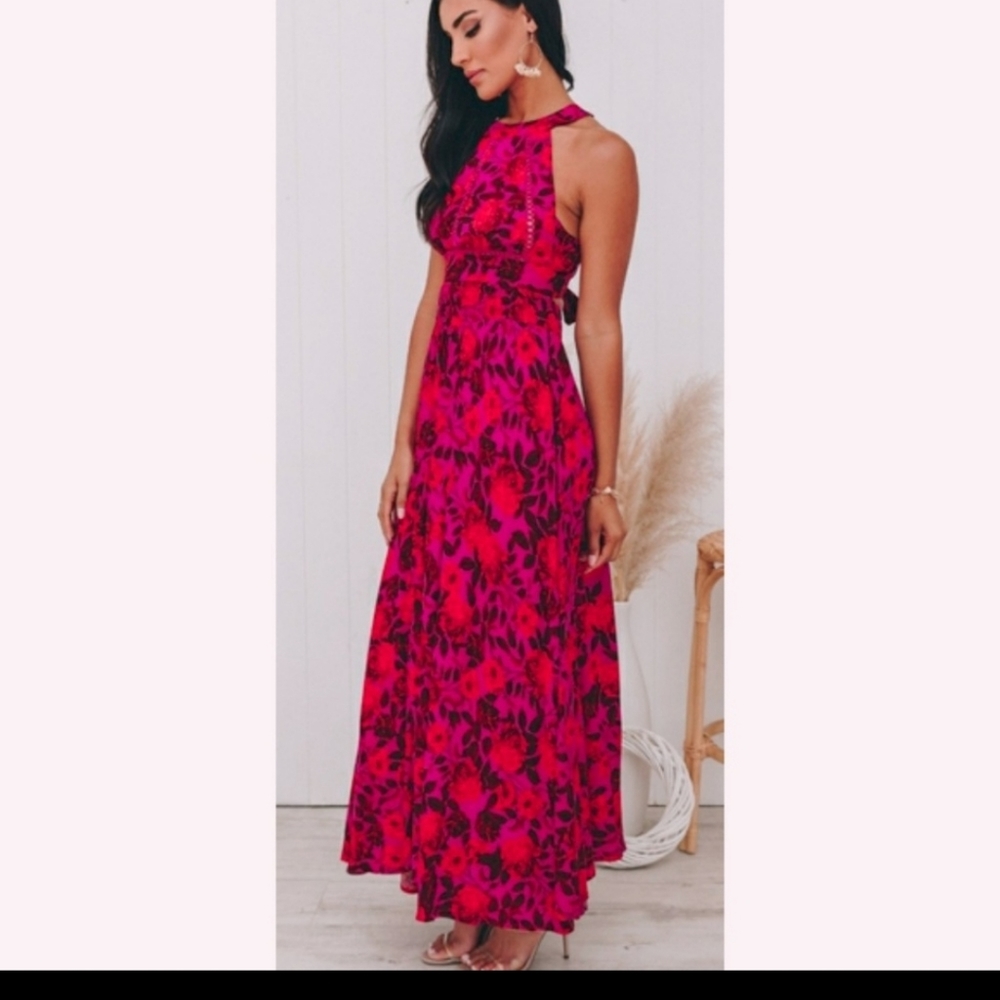 Anthropology Pink Floral Maxi Dress